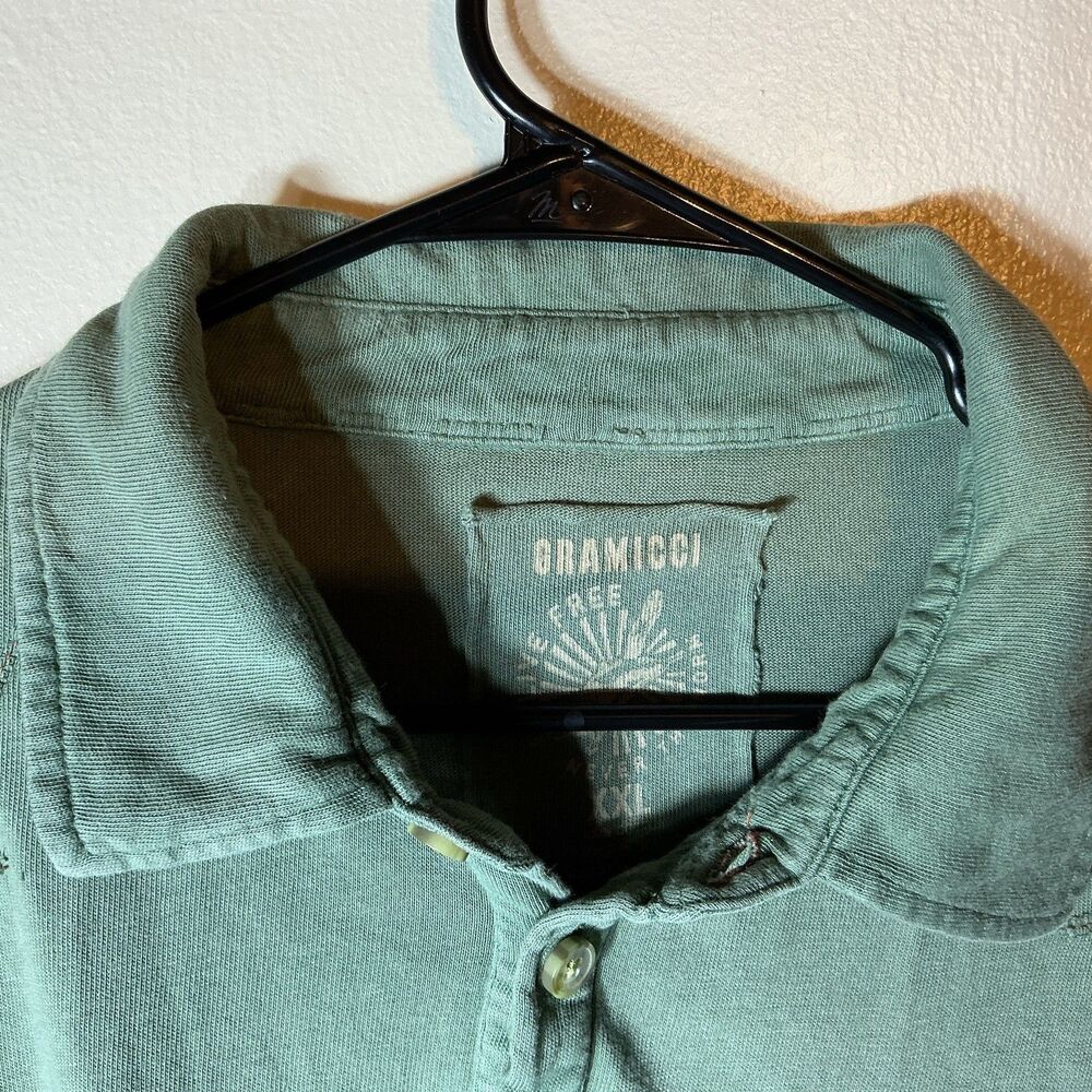 Gramicci Mens XXL Polo Shirt Moss Green Live Free Never The Norm Short Sleeve